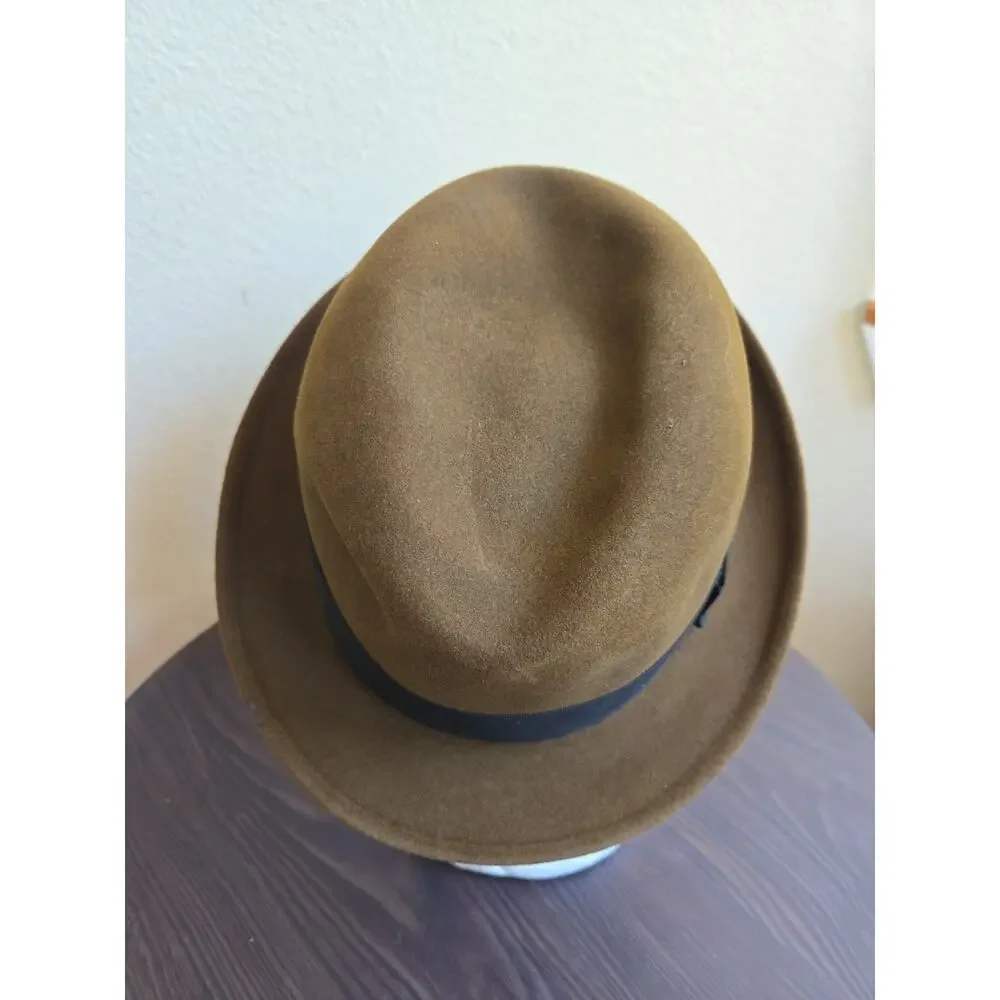 Knox Rose Brown Felt Fedora with Black Ribbon